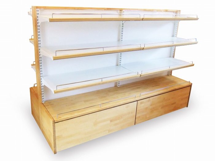 THR- システム両面陳列棚 （木製カバー付き） : 木製什器・木製陳列棚